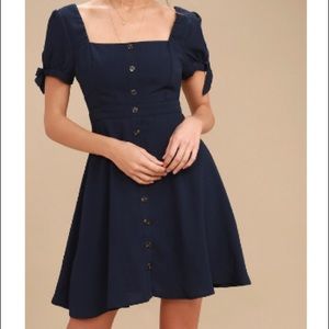 Lulus Chances Are Navy Blue Skater Dress